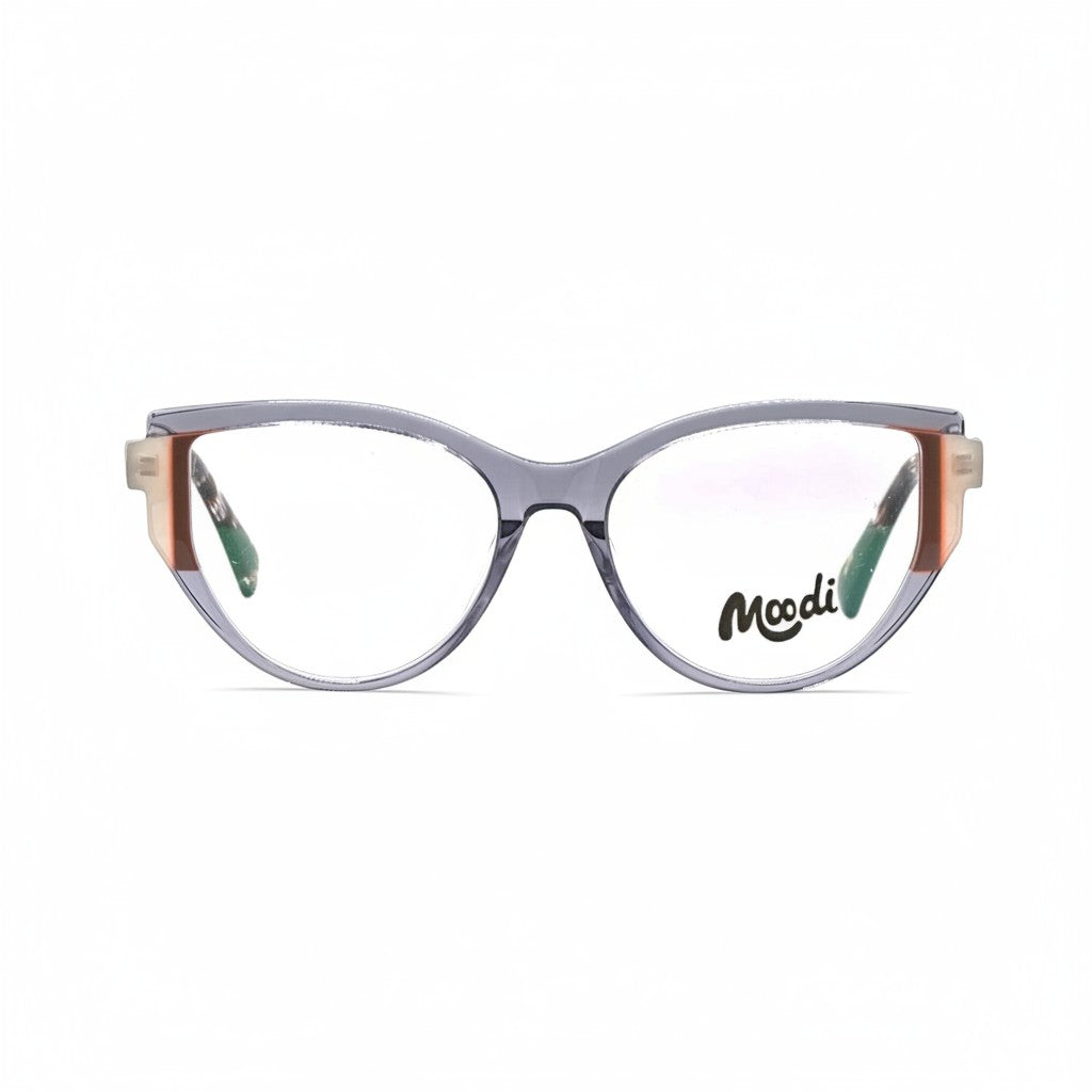 Gafas Moodi Ambar de acetato con montura cuadrada, efecto agata en azul, carey y rosa. Lente de fórmula.