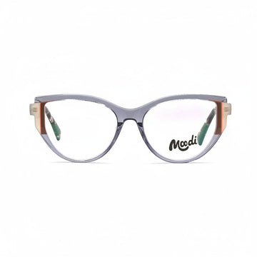 Gafas Moodi Ambar de acetato con montura cuadrada, efecto agata en azul, carey y rosa. Lente de fórmula.