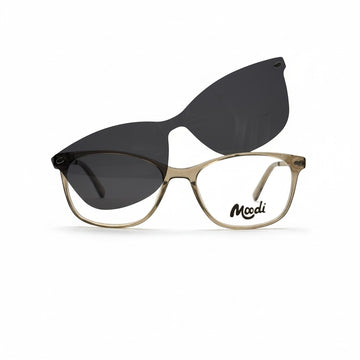 Gafas graduadas Moodi de metal verde con clip-on solar y lentes con protección UV400.