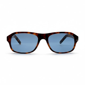Gafas de sol Moodi Zylo con montura carey y lentes polarizadas azules. Forma rectangular redondeada.
