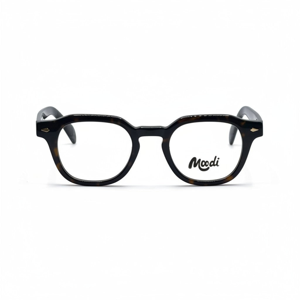 Gafas Moodi Oslo de acetato color café oscuro con montura cuadrada y estilo nórdico. Ideales para rostros redondos y ovalados.
