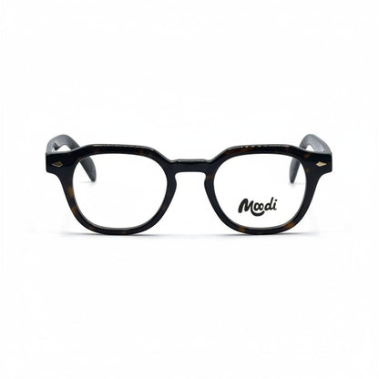 Gafas Moodi Oslo de acetato color café oscuro con montura cuadrada y estilo nórdico. Ideales para rostros redondos y ovalados.
