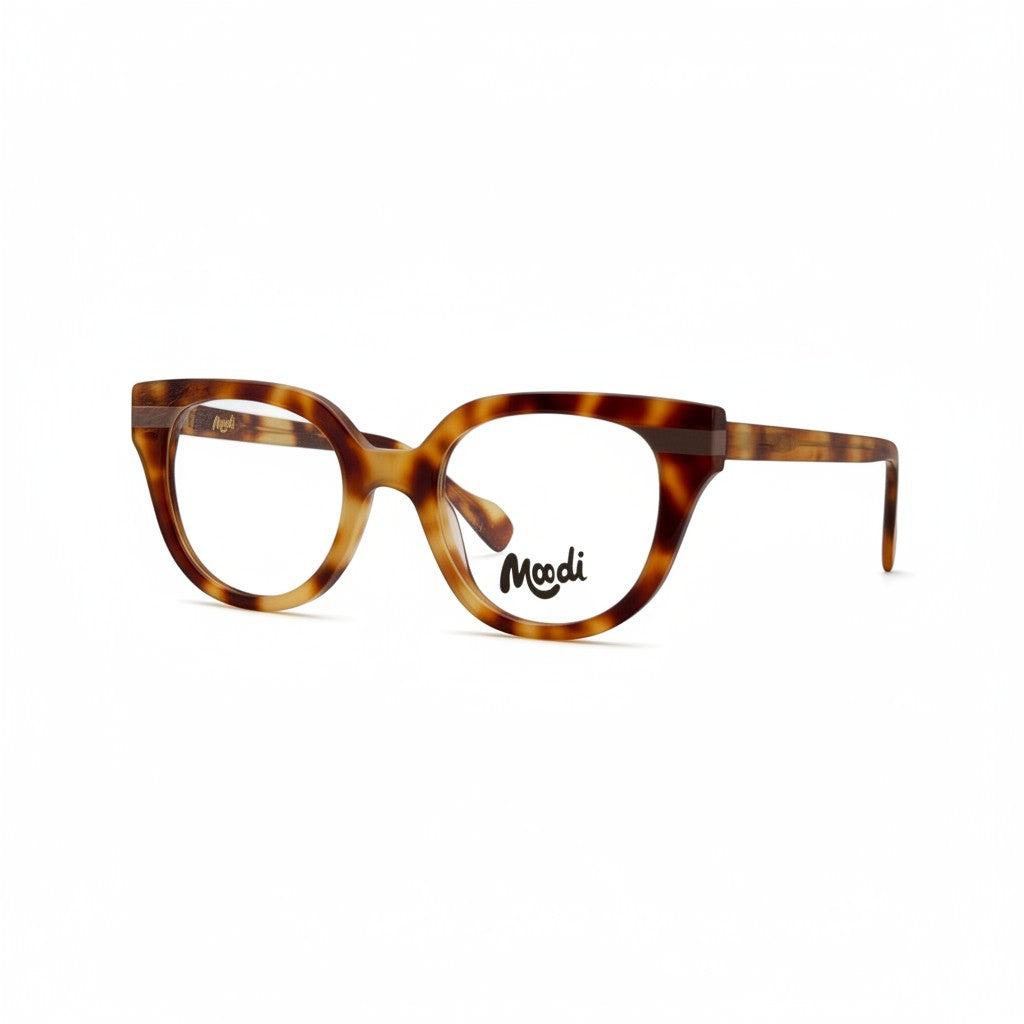 Gafas de pasta Moodi modelo Paquita con estampado de carey y montura gruesa.