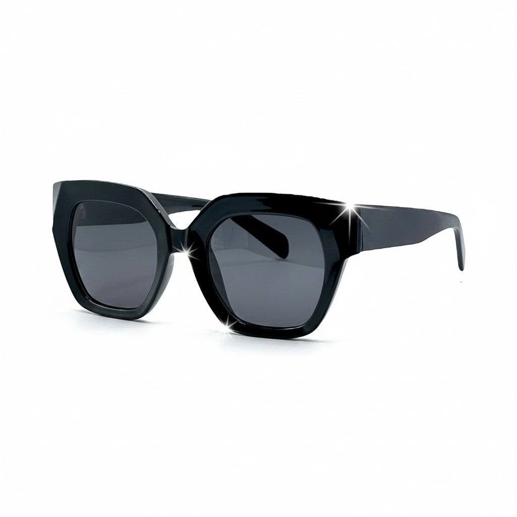 Gafas de sol Moodi Ava negras de acetato con montura cuadrada y lentes polarizadas con protección UV400.