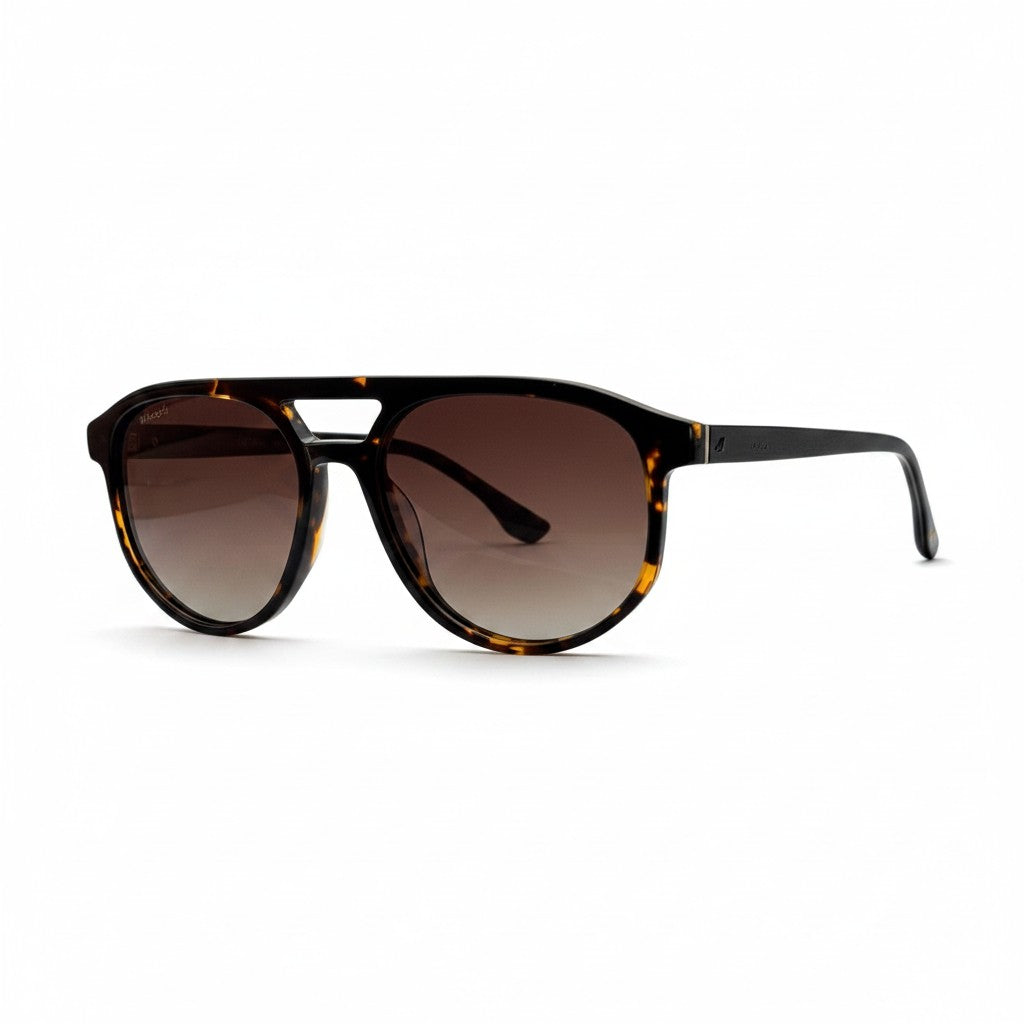 Gafas de sol Moodi Voro aviador con montura carey y lentes tintadas color café. Protección UV400.