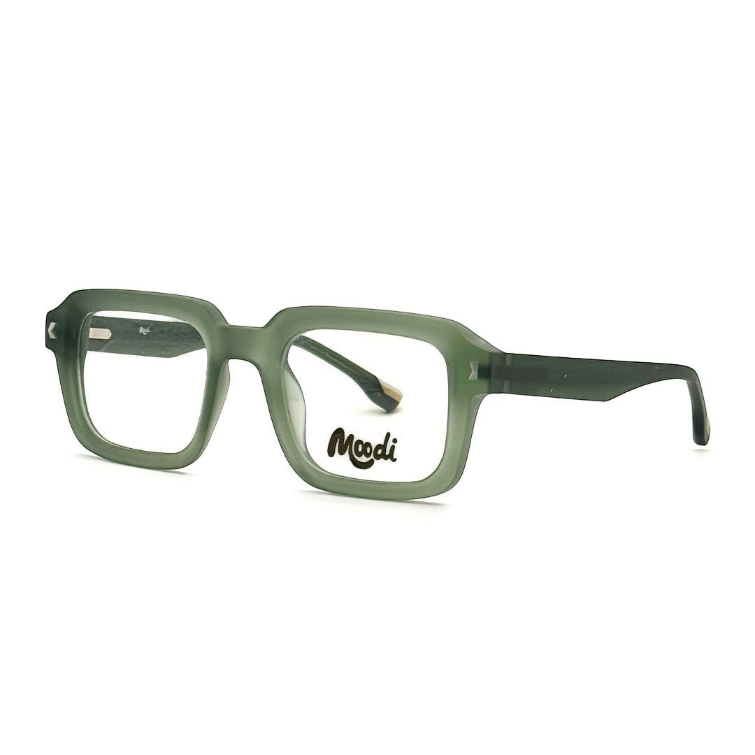 Gafas de vista Moodi Toni cuadradas en verde translúcido de TR-90, ligeras y flexibles, con lentes UV400.