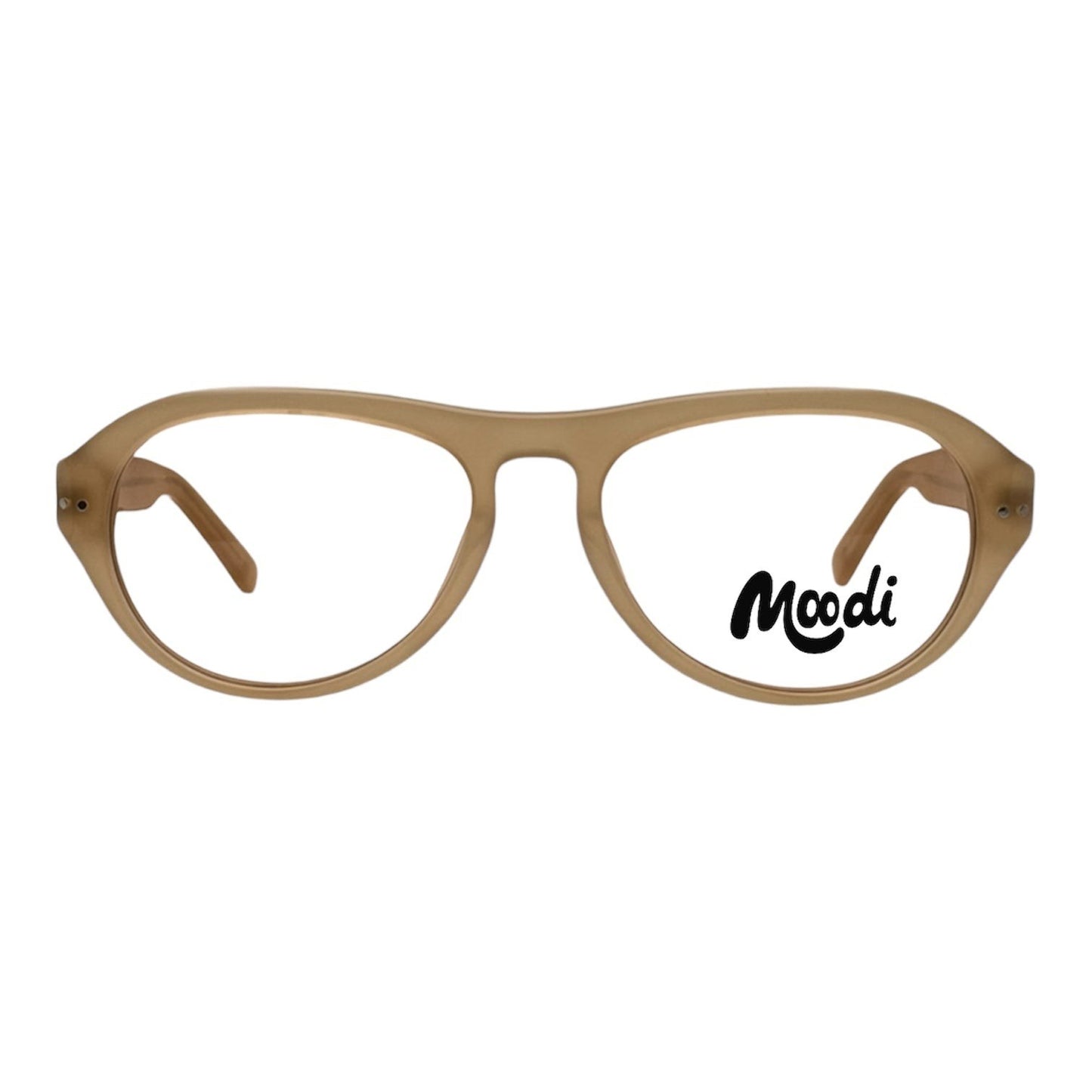Moodi Cuspide aviator eyeglasses in nude beige acetate. Versatile for casual or formal wear.