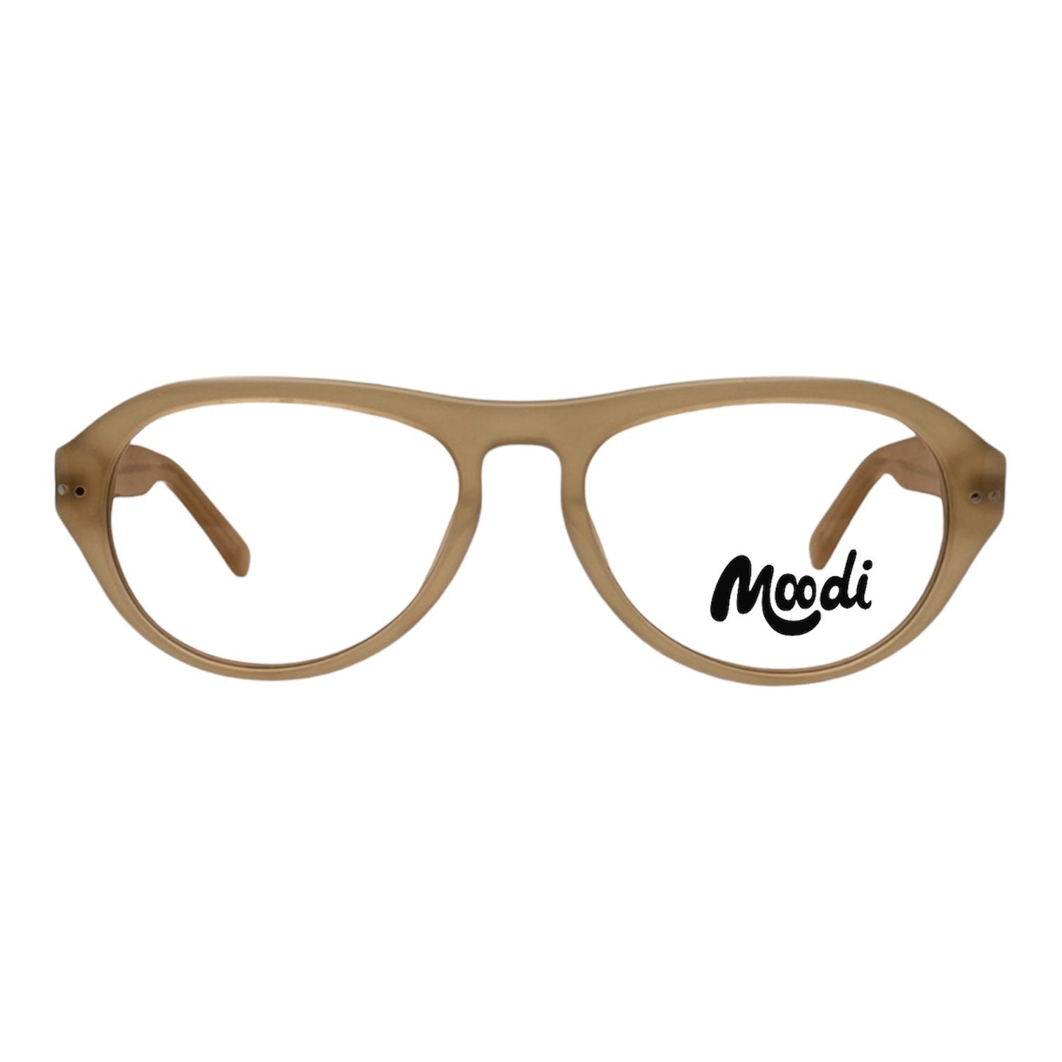 Moodi Cuspide aviator eyeglasses in nude beige acetate. Versatile for casual or formal wear.