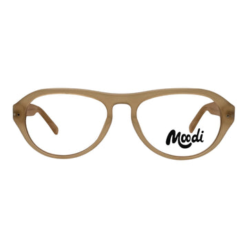 Moodi Cuspide aviator eyeglasses in nude beige acetate. Versatile for casual or formal wear.