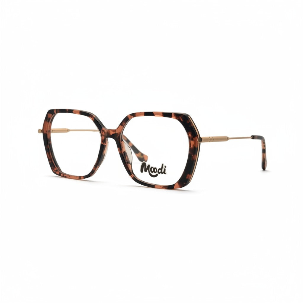 Gafas Moodi Sahara de acetato con montura cuadrada en estampado carey. Ideales para rostro ovalado o redondo.